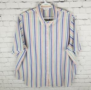 VINTAGE | short sleeve striped button up blouse